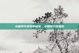 小程序开发收费标准，小程序开发报价