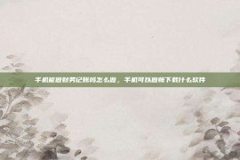 手机能做财务记账吗怎么做，手机可以做帐下载什么软件
