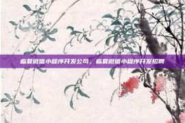 临夏微信小程序开发公司，临夏微信小程序开发招聘