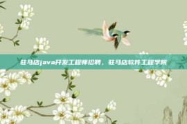 驻马店java开发工程师招聘，驻马店软件工程学院