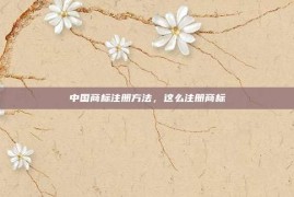 中国商标注册方法，这么注册商标