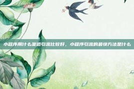 小程序用什么渠道引流比较好，小程序引流的最快方法是什么