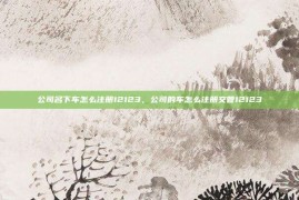 公司名下车怎么注册12123，公司的车怎么注册交管12123