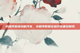 小程序查询功能开发，小程序数据会被开发者控制吗