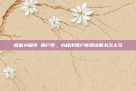 微信小程序 用户表，小程序用户使用说明书怎么写