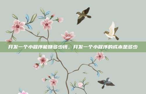 开发一个小程序能赚多少钱，开发一个小程序的成本是多少