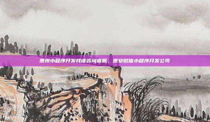 惠州小程序开发找谁咨询客服，惠安微信小程序开发公司