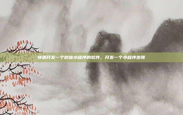 快速开发一个微信小程序的软件,开发一个小程序步骤