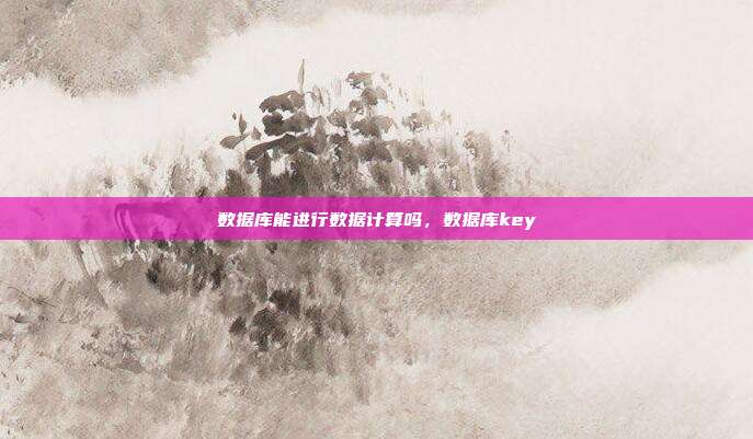 数据库能进行数据计算吗，数据库key