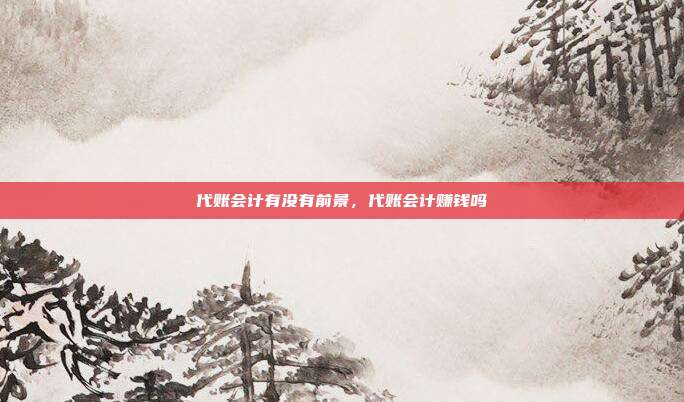 代账会计有没有前景,代账会计赚钱吗