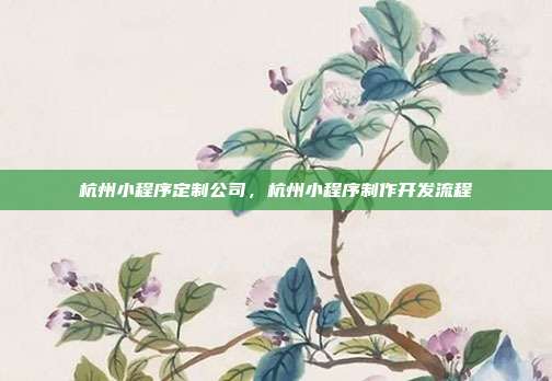 杭州小程序定制公司,杭州小程序制作开发流程