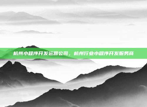 杭州小程序开发运营公司，杭州行业小程序开发服务商