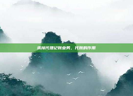 承接代理记账业务,代账的作用