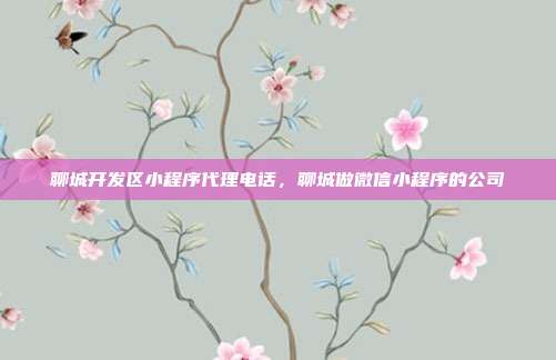 聊城开发区小程序代理电话,聊城做微信小程序的公司