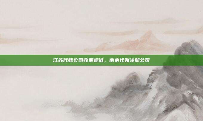 江苏代账公司收费标准,南京代账注册公司