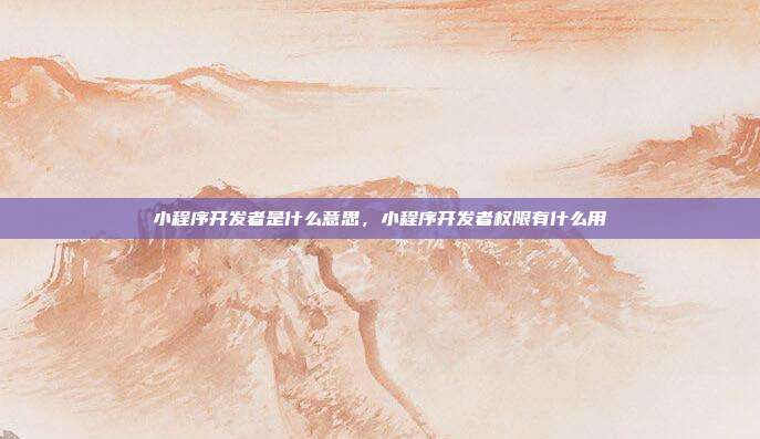 小程序开发者是什么意思，小程序开发者权限有什么用