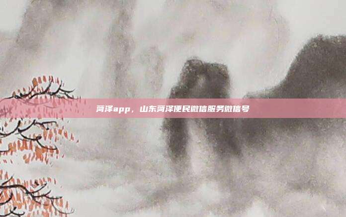 菏泽app，山东菏泽便民微信服务微信号