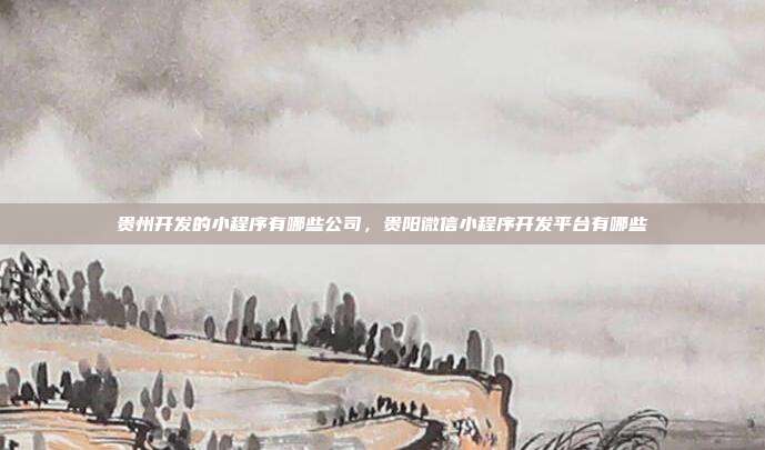 贵州开发的小程序有哪些公司,贵阳微信小程序开发平台有哪些