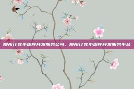 柳州订餐小程序开发服务公司，柳州订餐小程序开发服务平台