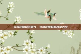 公司注册起名霸气，公司注册好听名字大全