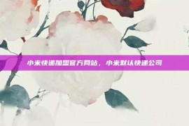 小米快递加盟官方网站，小米默认快递公司