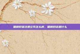 唱销好货注册公司怎么样，唱销好店是什么