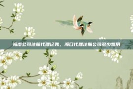 海南公司注册代理记账，海口代理注册公司多少费用