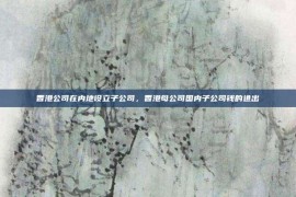 香港公司在内地设立子公司，香港母公司国内子公司钱的进出