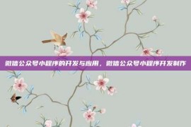 微信公众号小程序的开发与应用，微信公众号小程序开发制作