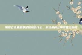 刚设立企业需要记账吗为什么，新注册的公司需要记账吗